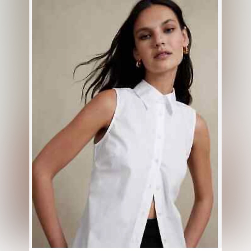 Banana Republic RILEY Floral Cutout Collar sleeveless tailored top-NWOT Sz 6